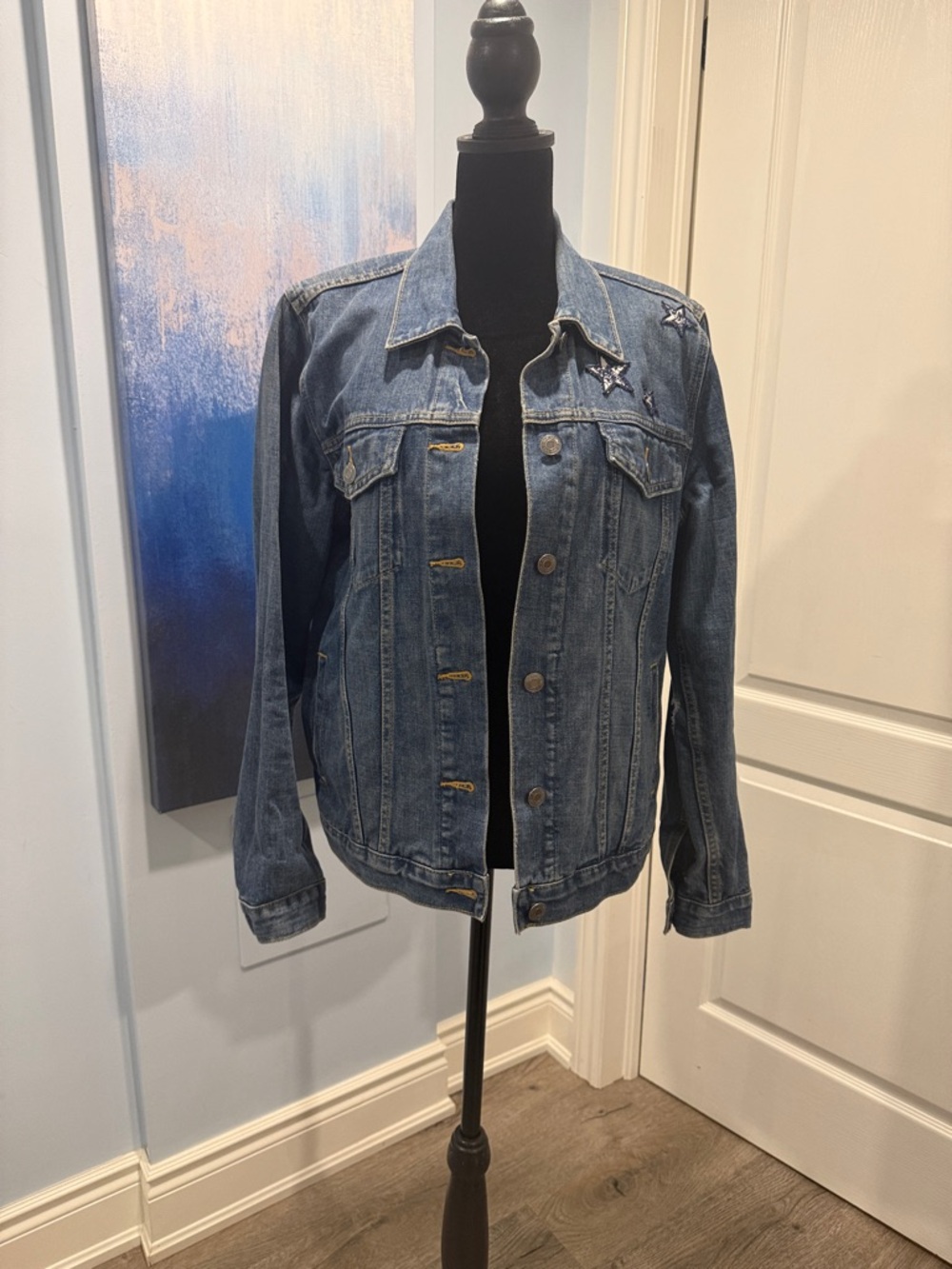 GAP Wonder Woman Blue Denim Jacket with Star Patch - Women